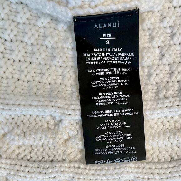 ALANUI: Men's "College Prep" Style White Cotton Cardigan - S - Picture 3 of 7